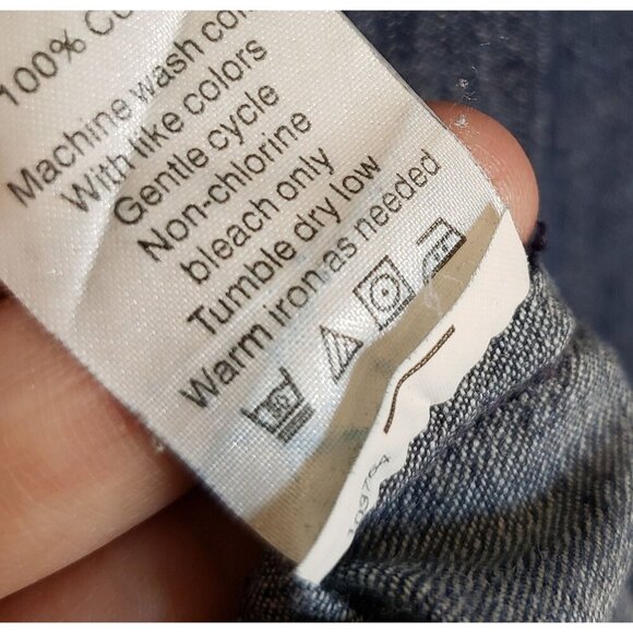 J.Crew Chambray Button Up Top Roll Tab Denim Blue Size 8 100% Cotton Long Sleeve - Picture 10 of 10